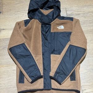 North Face Tan and Black Fleece Jacket Kids